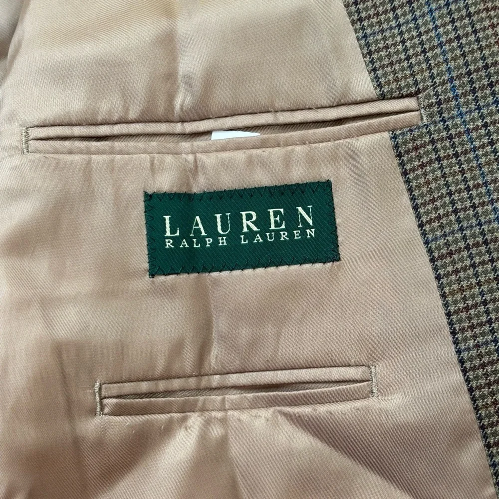 Ralph Lauren LRL Sport Coat Men’s Sz 50R Houndstooth Print Two Button Silk Wool